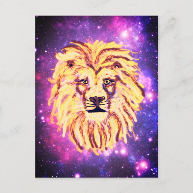 Galaxy Lion im Sternenweltraumspass Kinder Postkarte (Vorderseite)