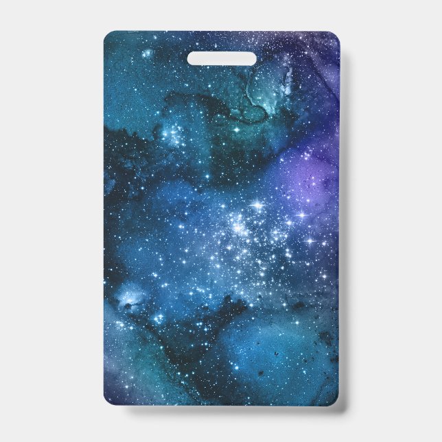 Galaxy Lovers Starry Space Blue Sky White Glitzern Ausweis (Vorderseite)