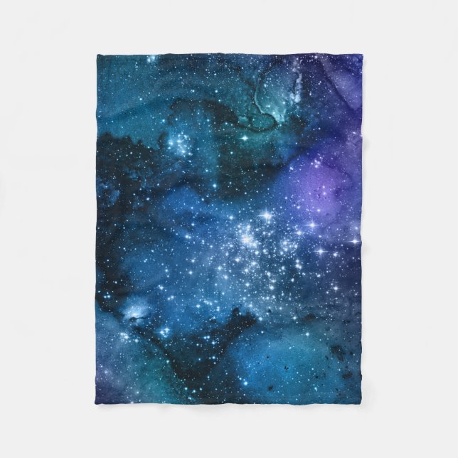 Galaxy Lovers Starry Space Blue Sky White Glitzern Fleecedecke (Vorderseite)