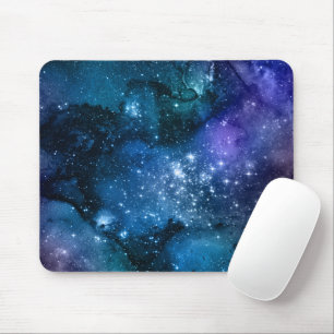 Galaxy Lovers Starry Space Blue Sky White Glitzern Mousepad
