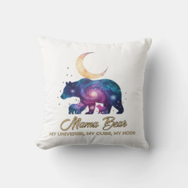 Galaxy Mama Bear & Cubs Moon Silhouette Kissen