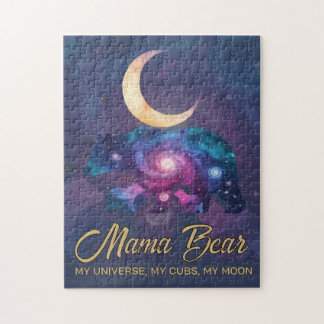 Galaxy Mama Bear & Cubs Moon Silhouette Puzzle