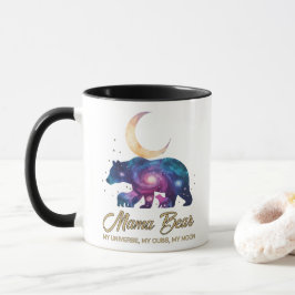 Galaxy Mama Bear & Cubs Moon Silhouette Tasse