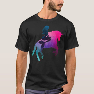 Galaxy Meerjungfrau Riding Unicorn für Frauen und  T-Shirt