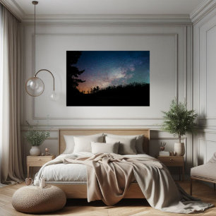 Galaxy Milky Way Night Sky Trees Fotografie Poster