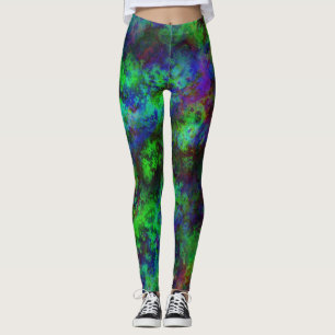 Galaxy Multi-Farb-Abstrakt Grün Leggings