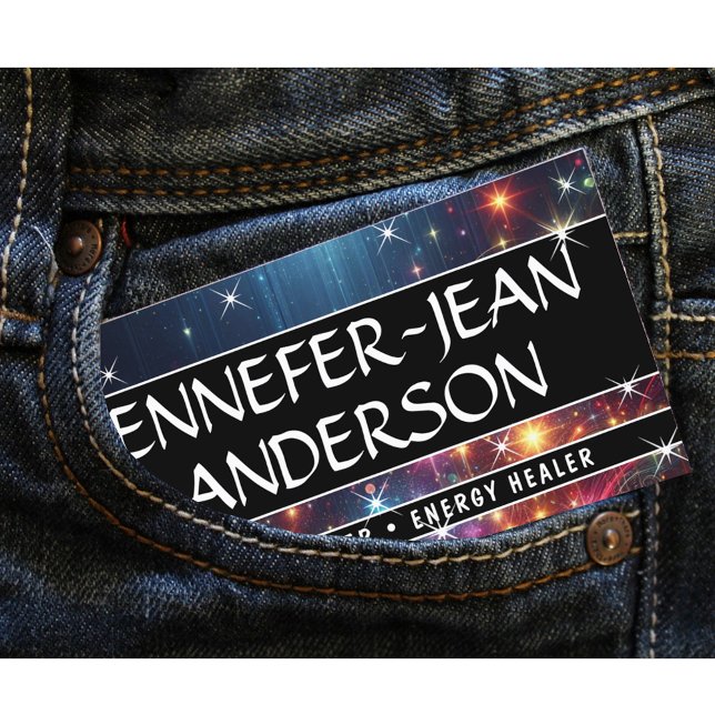 Galaxy Nebula Glitzer Rain Sparkling Stars Schwarz Visitenkarte (Von Creator hochgeladen)