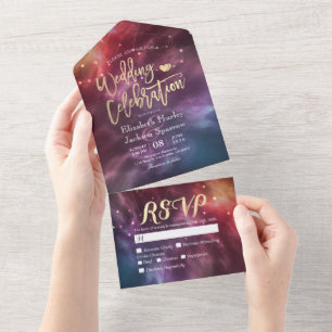 Galaxy Nebula Konstellationen Schöne Hochzeit RSVP All In One Einladung
