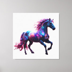 Galaxy Neon Horse Art - Lebhafte Weltraumwelt Fant Leinwanddruck