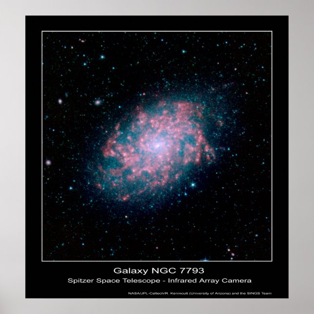 Galaxy NGC 7793 - Spitzer Space Telescope - Infrar Poster (Vorne)