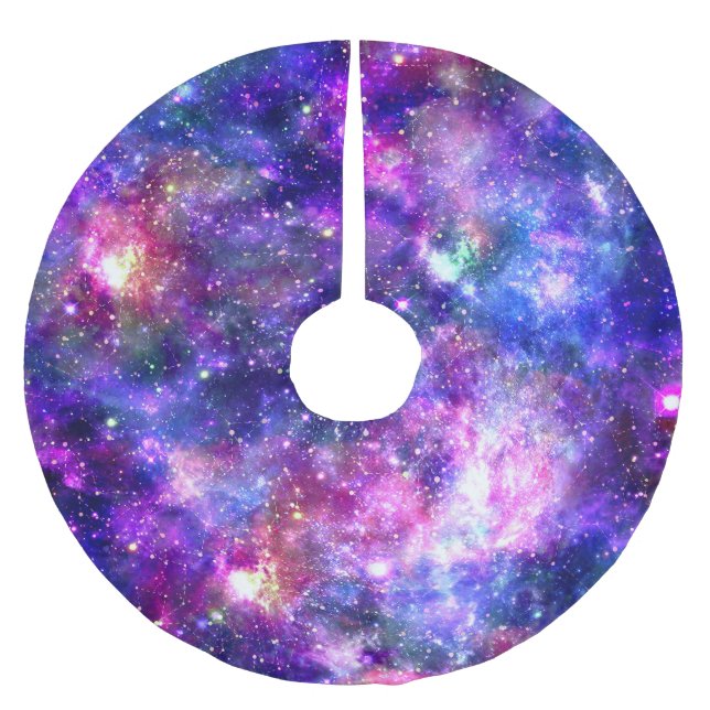 Galaxy Night Print Cosmic Design Polyester Weihnachtsbaumdecke (Vorderseite)