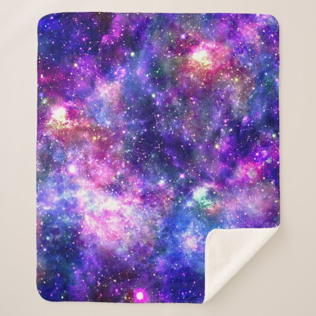 Galaxy Night Print Cosmic Design Sherpadecke (Vorderseite)