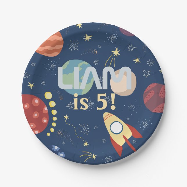 Galaxy Outer Space Kid's Birthday Paper Plate Pappteller (Vorderseite)