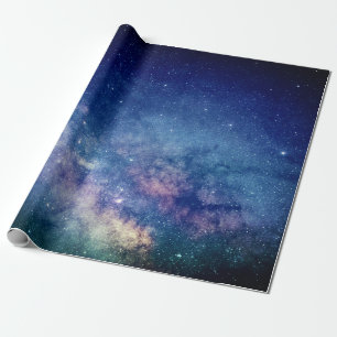 Galaxy Outer Space Sky Stars Celestial Blue Wrapp Geschenkpapier