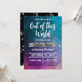 Galaxy Outer Space Teen Geburtstag Einladung