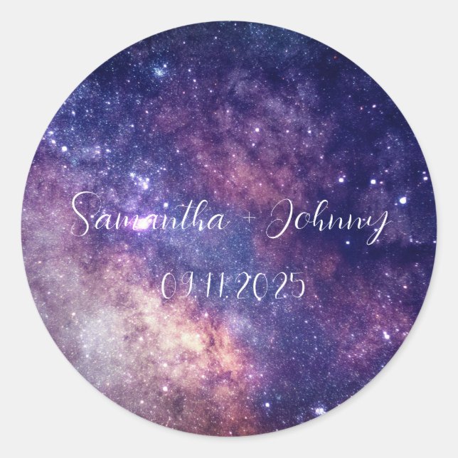 Galaxy Outway Stars Starry Night Wedding Runder Aufkleber (Vorderseite)