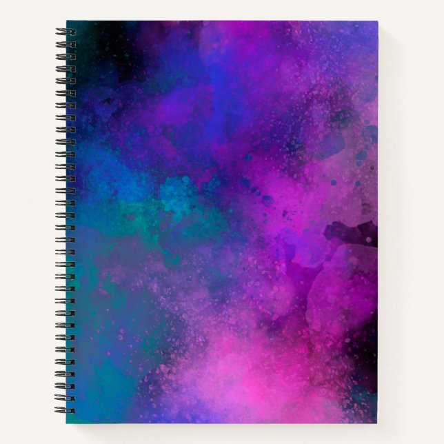 Galaxy Paint Spritzer Effekt blau grün pink Notizbuch (Vorderseite)