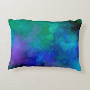 Galaxy Paint Spritzer Effekt Grün Blau Dekokissen