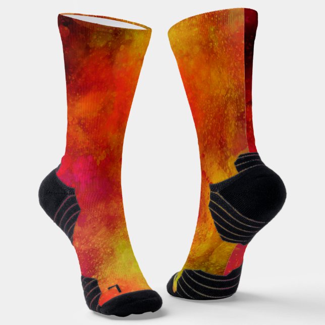 Galaxy Paint Spritzer Effekt Orange Socken (Gewinkelt)