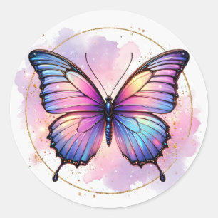 Galaxy Pastel Schmetterling Spritzer Runder Aufkleber