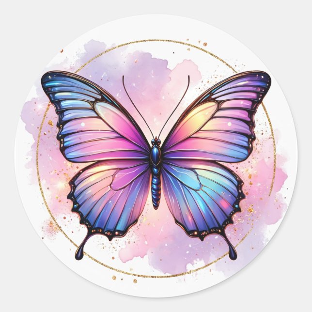 Galaxy Pastel Schmetterling Spritzer Runder Aufkleber (Vorderseite)