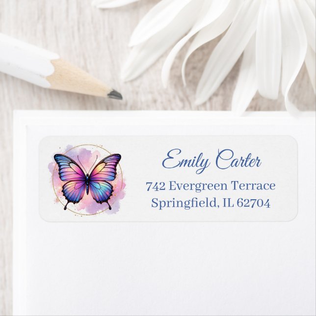 Galaxy Pastell Schmetterling Spritz Rücksendeadres (Insitu)