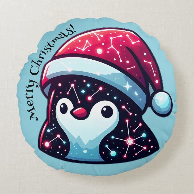 Galaxy Penguin Throw Kissen | Kosmische Wohngestal (Vorderseite)