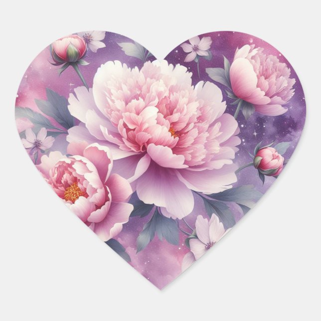 Galaxy Peony Heart Stickers (Vorderseite)