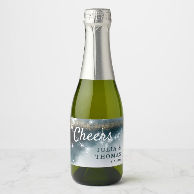 Galaxy Personalisiert Blue Gold Stars Hochzeit (Vorderseite)