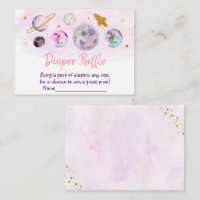 Galaxy Pink Gold Space Baby Dusche Windeln Raffel