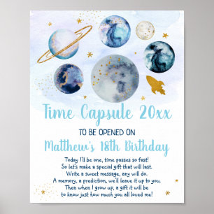Galaxy Pink Gold Space Time Kapsel 1. Geburtstag Poster