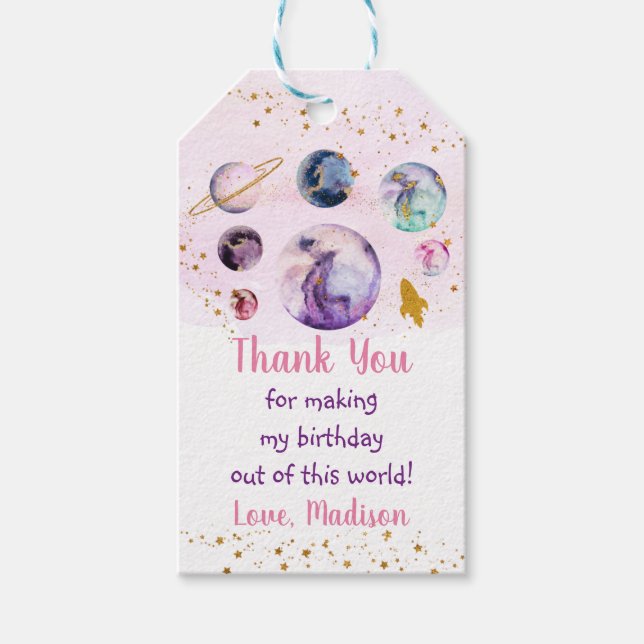 Galaxy Pink Gold Weltraum Geburtstag Geschenkanhänger (Vorderseite)
