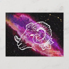 Galaxy Pink Lila Aries Sternbild Sternzeichen Postkarte