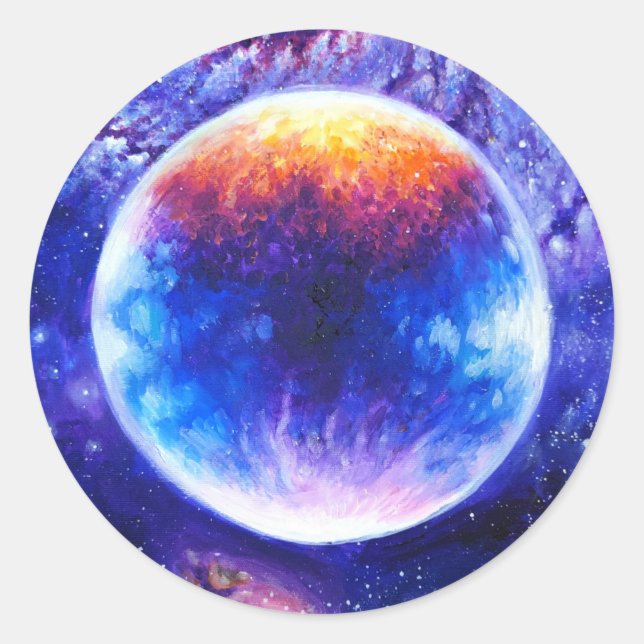 Galaxy planet and nebula runder aufkleber (Vorderseite)