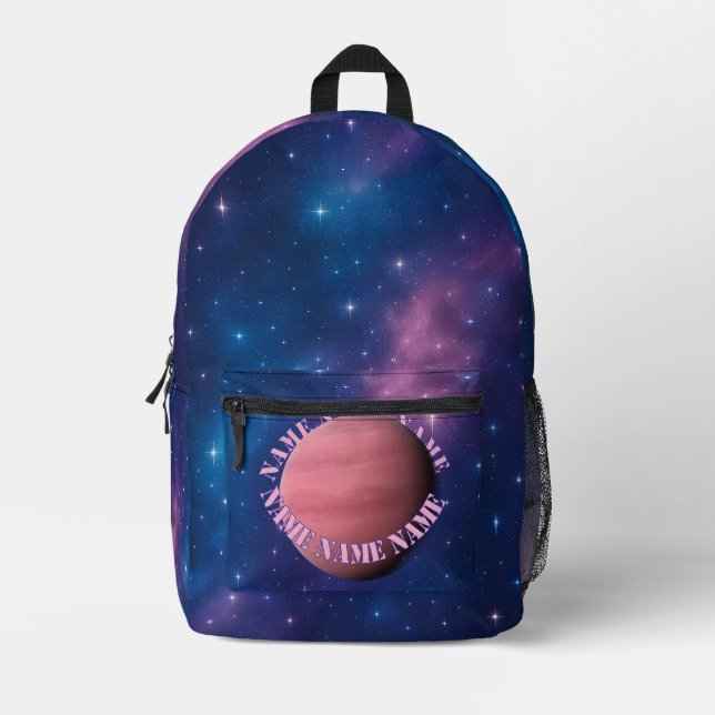 Galaxy Planet Backpack - Individuelle Name Orbit Bedruckter Rucksack (Vorderseite)