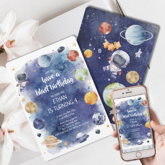 Galaxy Planet Personalize Kindergeburtstag Party Einladung