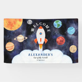 Galaxy Planets and Stars Space Rocket Willkommen Banner