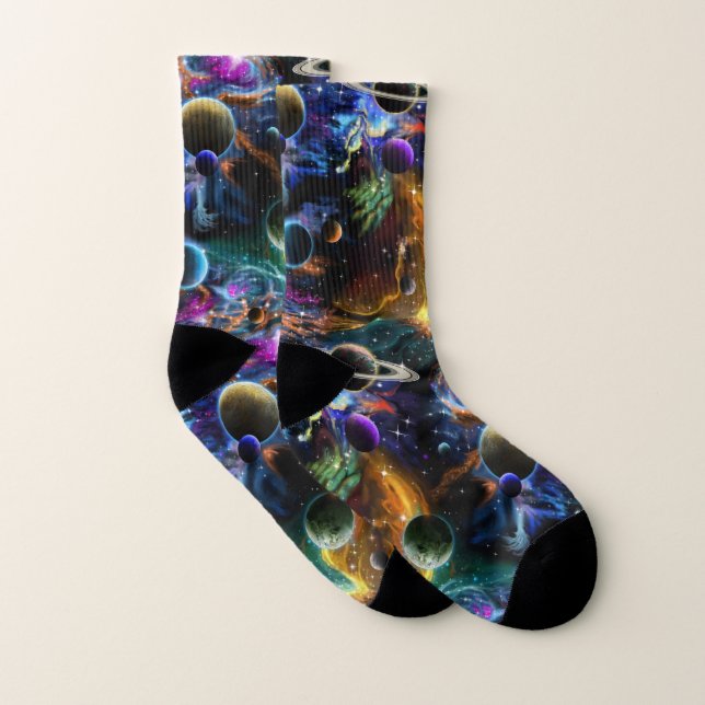 Galaxy Planets Astronomie Socken (Paar)