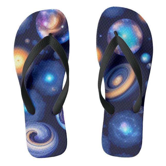 Galaxy Planets Black Sky Flip Flops (Fußbett)