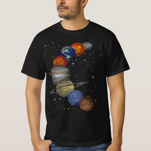 Galaxy Planets Sun Universe Weltraumwissenschaft T-Shirt (Vorderseite)