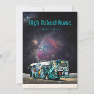 Galaxy-Psychedelic-Hippie-Van-Monogramm Feiertagskarte