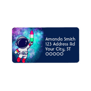 Galaxy Retro Astronauten Bomb Popsiv Adressaufkleber