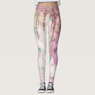 Galaxy Rose Gold Glitzer Tropfen Elegantes Design Leggings