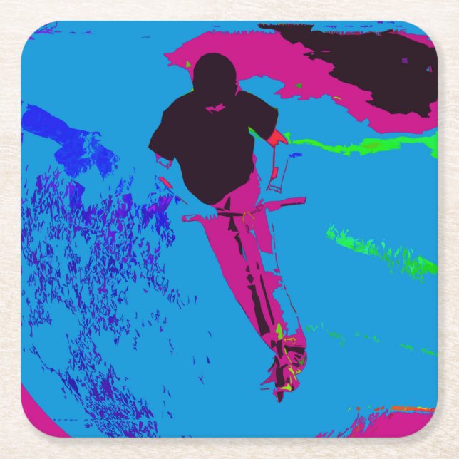 Galaxy - Scooter Rider Rechteckiger Pappuntersetzer (Vorderseite)