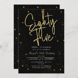 Galaxy Script Black und Gold 85. Geburtstagsparty Einladung