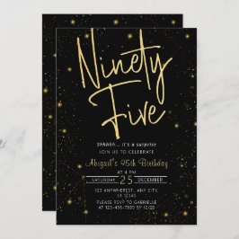 Galaxy Script Black und Gold 95. Geburtstagsparty Einladung
