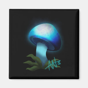 Galaxy Shiitake Glighlight Blue Mushroom Magnet