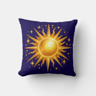 Galaxy Sonne und Sterne Faux Gold Navy Blau Kissen