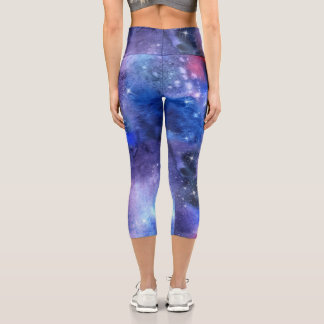 Galaxy Space Blue Lila Capri Yoga Leggings