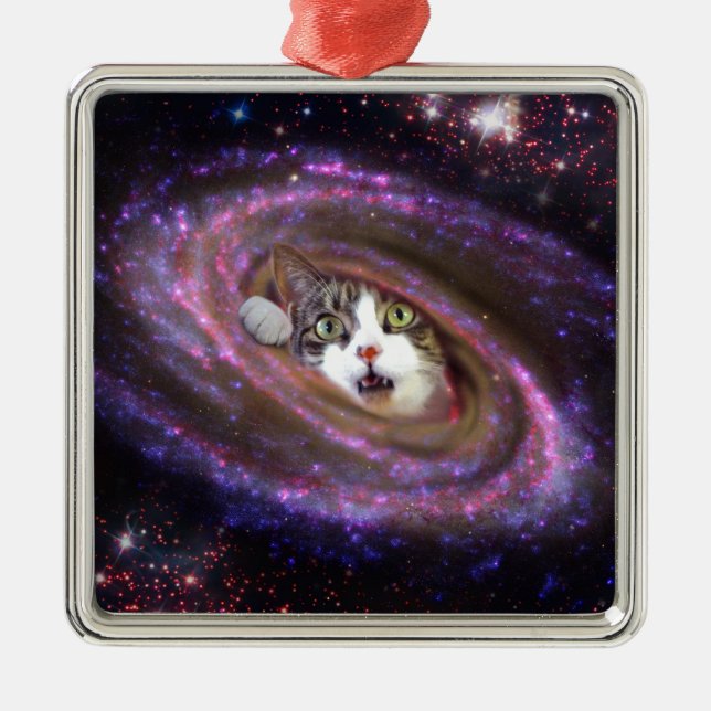 Galaxy Space Cats LOL Funny Square Ornamente (Vorne)